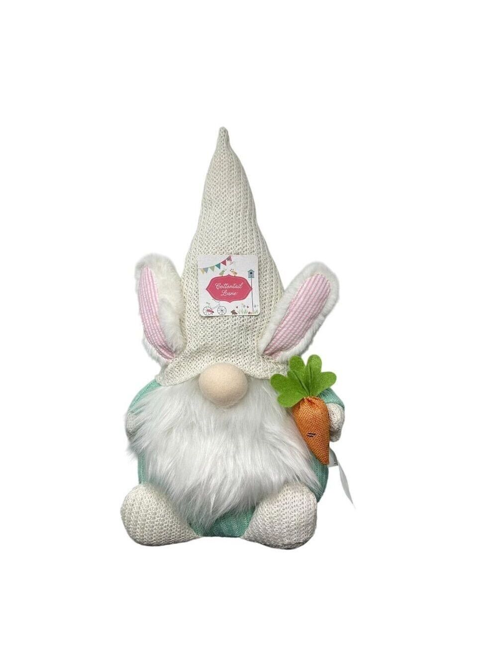 Cottontail Lane Easter Bunny Gnome Chubby Carrot Plush Decor 12in Spring Rabbit